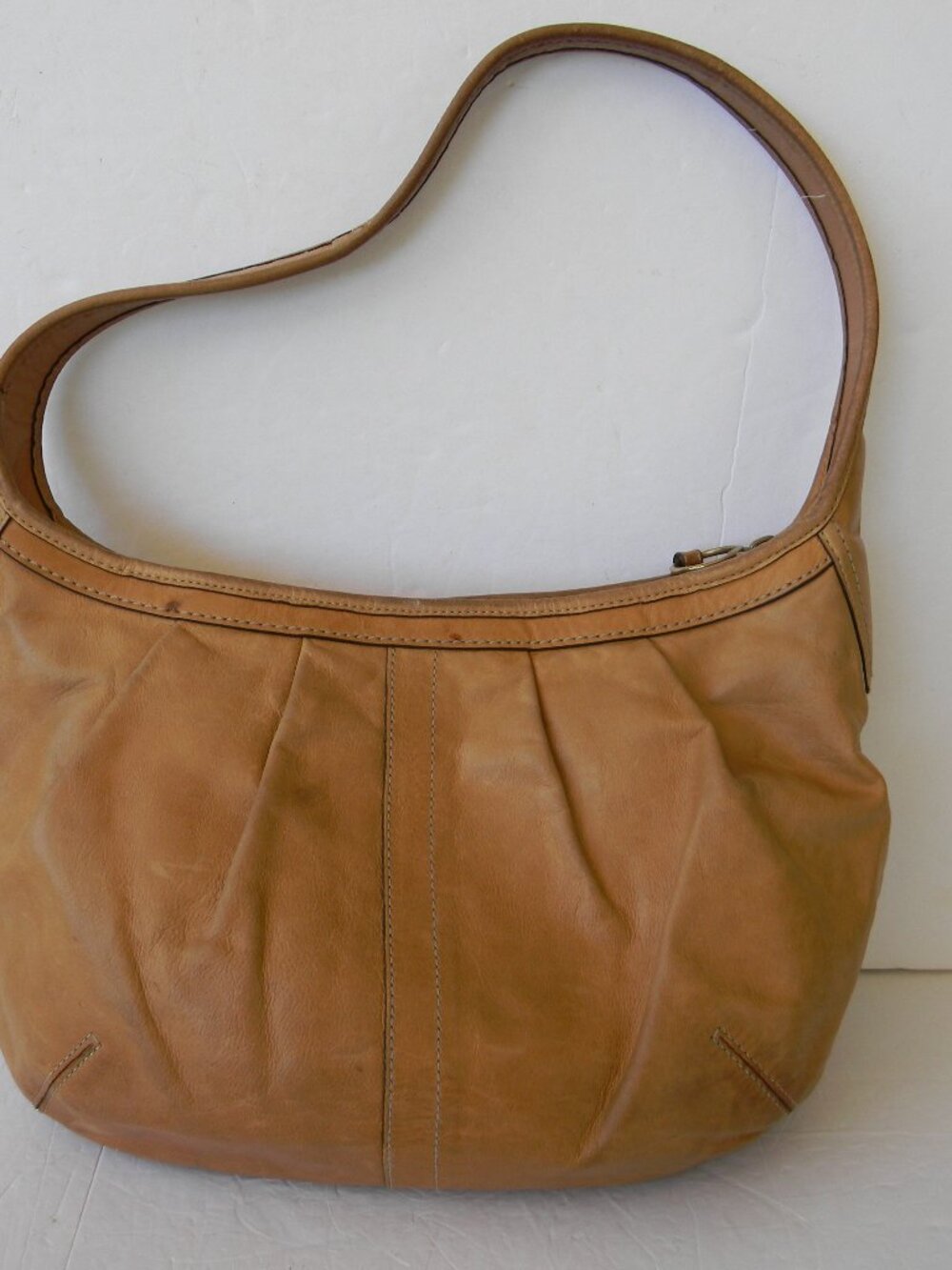 Vintage Coach Ergo Pleated Hobo Bag 12235 Y2K Full Grain Leather Tan Camel - Picture 9 of 11